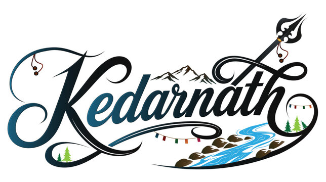 Kedarnath Typography Vector with Char Dham Yatra vector 
