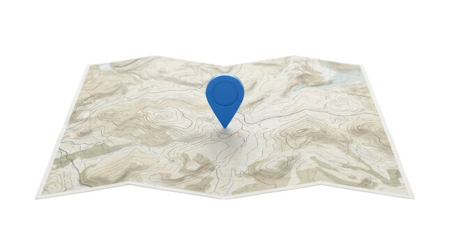 3d map with location marker on topographic background