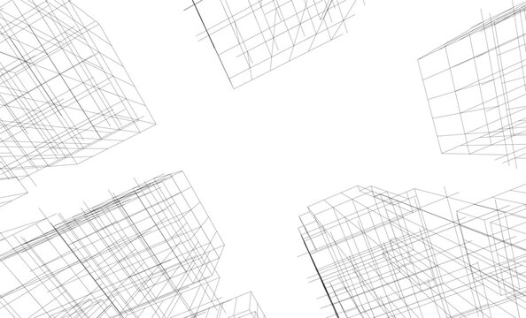 Abstract architectural background. Vector 3d illustration