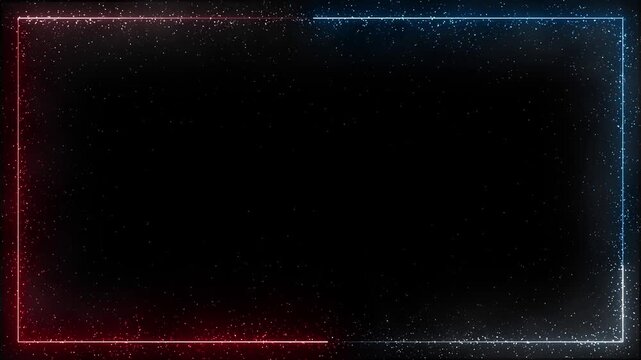 Dark rectangular spark border overlay blue and red glowing side particles, thin white frame, open center space. event titles, gaming intros, score screens, stream layouts, promo banners, cinematic