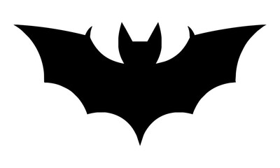 Fototapeta premium Minimalist vampire bat with wings spread wide featuring geometric wing panels and sharp ears isolated on white background, spooky halloween concept