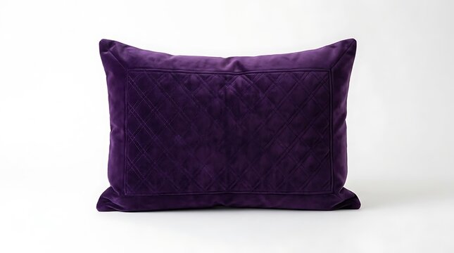 A soft purple velvet cushion with a classic quilted diamond pattern for luxury home decoration