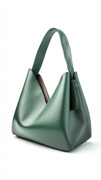 modern jade green leather handbag isolated on white trendy fashion accessory