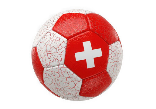 Soccer ball with the swiss national flag pattern isolated on transparent background