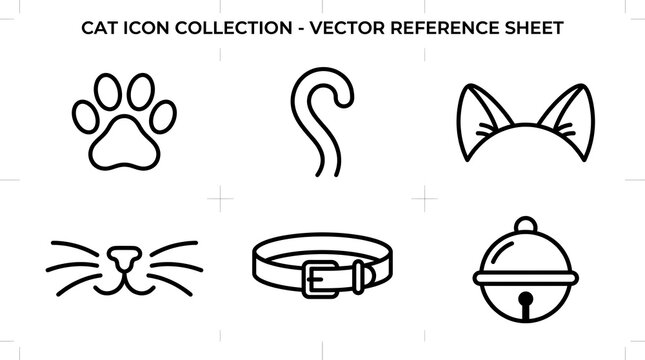 Cat Icon Collection Vector Reference Sheet for Pets