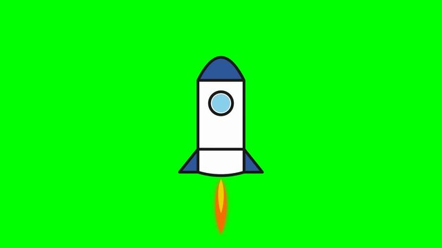Rocket Launching Animation on Green Screen
