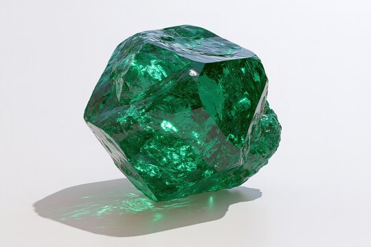 Emerald Gemstone: Sparkling Green Crystal with Irregular Shape and Rough Surface