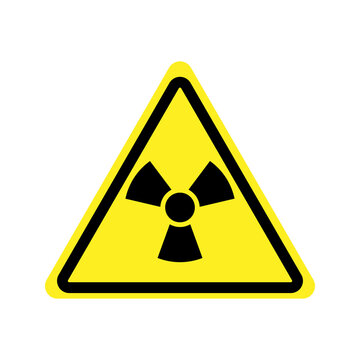 Radiation hazard warning sign in a black and yellow triangle icon