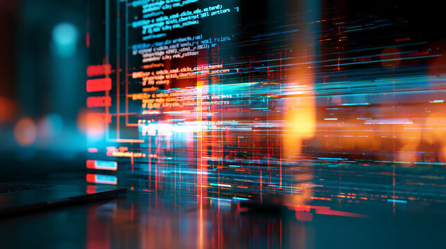 Glitch art style error message with heavy digital distortion and static noise, cyber malfunction concept, futuristic warning design, with copy space