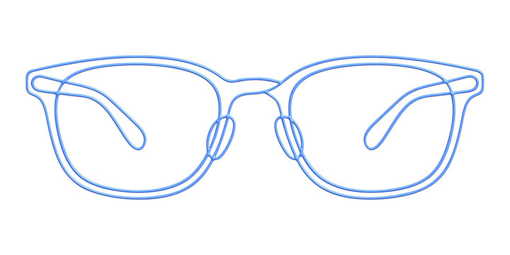 Minimalist Blue Line Eyeglasses Vector Illustration Isolated on White Background for Optical Store Logo