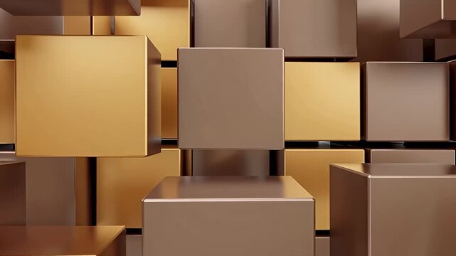 Minimalist Parametric Field Matrix Shifting Soft Golden Ochre Blocks