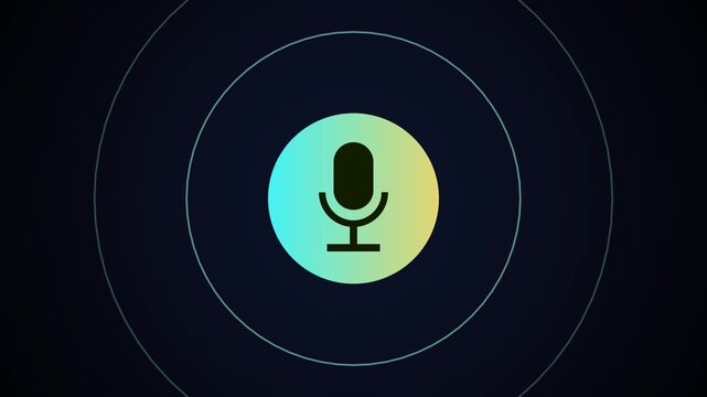 recording podcast microphone icon animation on black background