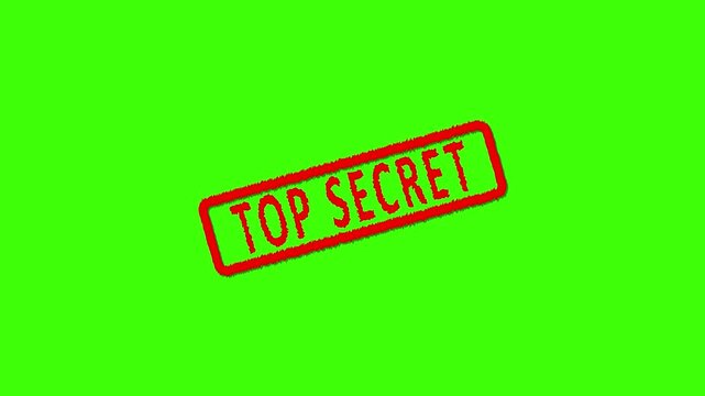 Vintage top secret file folder with bold red stamp, aged papers, and retro espionage aesthetic. Motion graphics of document concept.