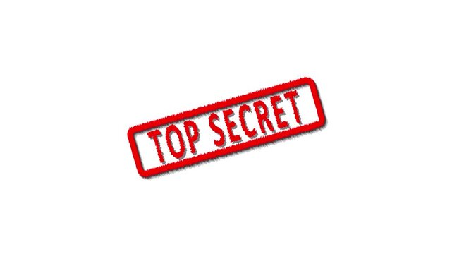 Vintage top secret file folder with bold red stamp, aged papers, and retro espionage aesthetic. Motion graphics of document concept.