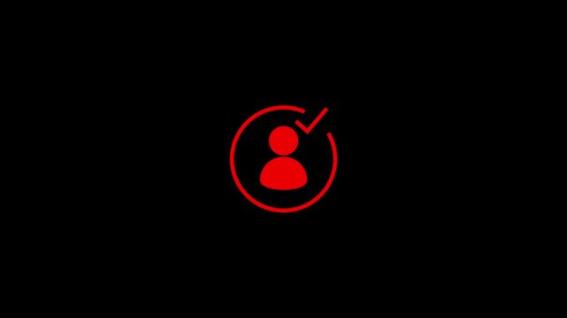 red color chrck mark with man icon animatio.