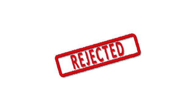 Rejected stamp design motion graphics. grunge rubber stamp impression animation. rejected distressed texture effect 4k video.
