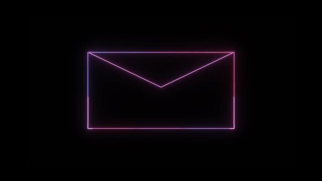Sending mail icon animation. neon massage icon animation
