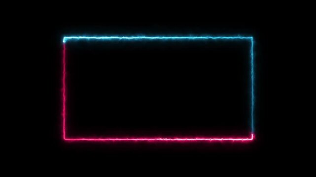shape rectangle glowing and futuristic energy line animation on black background