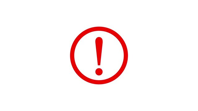 Warning message concept represented by exclamation mark animation with red color