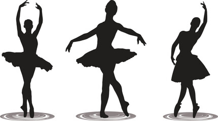 Silhouettes of three ballerinas dancing © MD