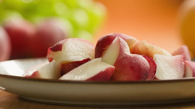 Fresh ripe apricots, peach and nectarine isolated on a white background. Colorful summer stone fruits with natural texture, healthy organic food, vegan nutrition, fresh harvest, juicy seasonal produce