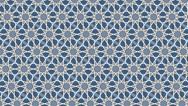 Islamic geometric mosaic pattern developing arabesque background design