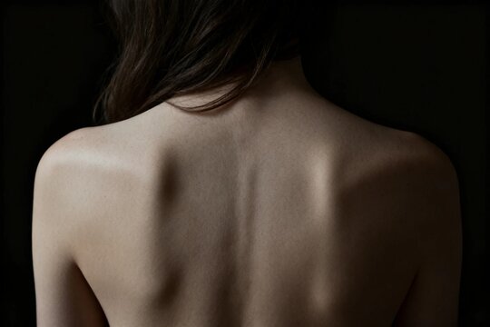 Bare Back and Shoulders Against Dark Background
