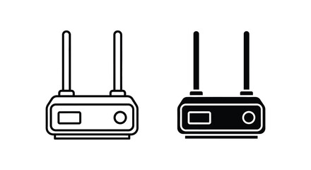 Fototapeta premium Wireless Router Icon Set Linear Silhouette network connectivity signal communication
