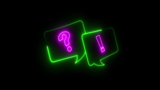Neon FAQ Speech Bubble Icons, High-Tech Question and Answer Overlay Element motion graphics of FAQ Question concept..