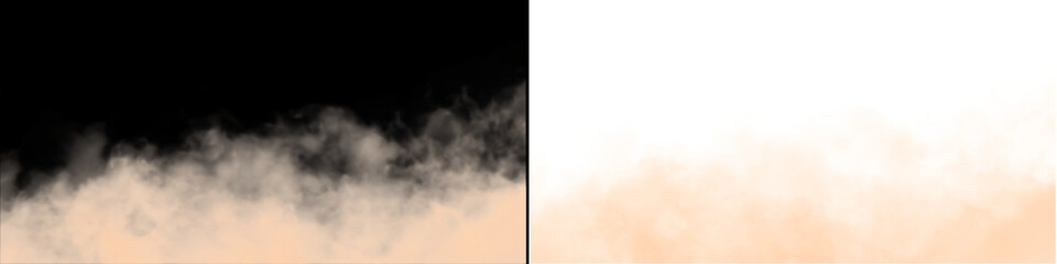 Obraz premium Orange smoke on black background and transparent background ready for your design product, fog or mist effect.