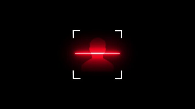 people user icon scan animation showing futuristic face detection and people identification in minimal flat neon style. Glowing man scanner animation 4K resolution