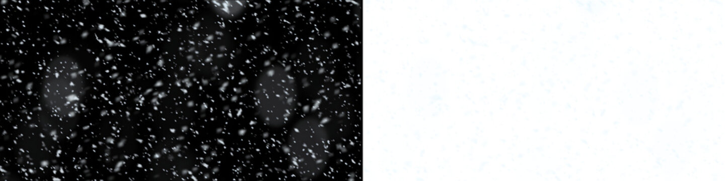 Dense snowfall texture featuring small white particles and subtle bokeh on black and transparent background for realistic winter landscape and weather simulations.