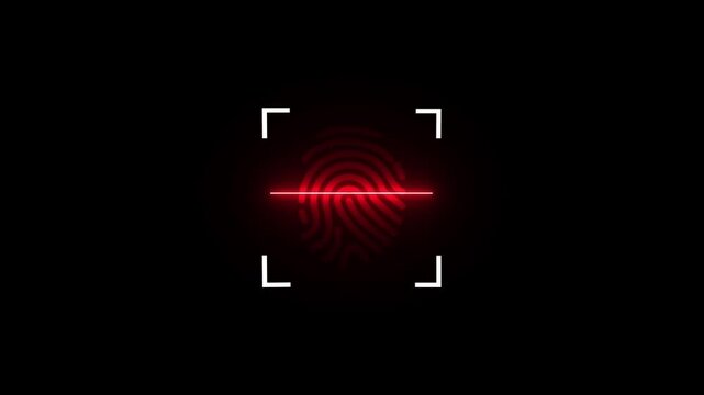 scanner icon animation isolated scanner neon shine icon animation.fingerprint biometric scanning animation. Biometric scanning animation showing neon fingerprint. 4k video