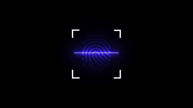 scanner icon animation isolated scanner neon shine icon animation.fingerprint biometric scanning animation. Biometric scanning animation showing neon fingerprint. 4k video