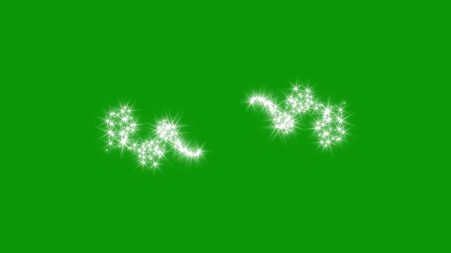 Luxury white glitter line animation, sparkling fairy dust, glowing magic stars, twinkle particle trail, cinematic shine effect, green background, overlay motion seamless. 4k animation