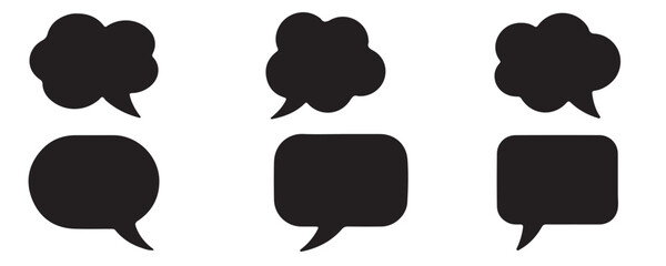 Fototapeta premium Group of solid speech bubbles isolated on white background variety of blank dialogue shapes for print.