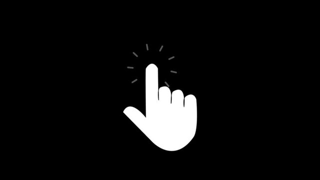 Mouse pointer hand clicks icon. Clicking finger icon, white background. mouse click, mouse cursor click animation, hand gesture, mouse pointer animation, mouse double click animation, hand click.