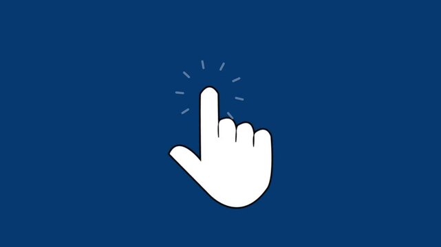 Mouse pointer hand clicks icon. Clicking finger icon, white background. mouse click, mouse cursor click animation, hand gesture, mouse pointer animation, mouse double click animation, hand click.