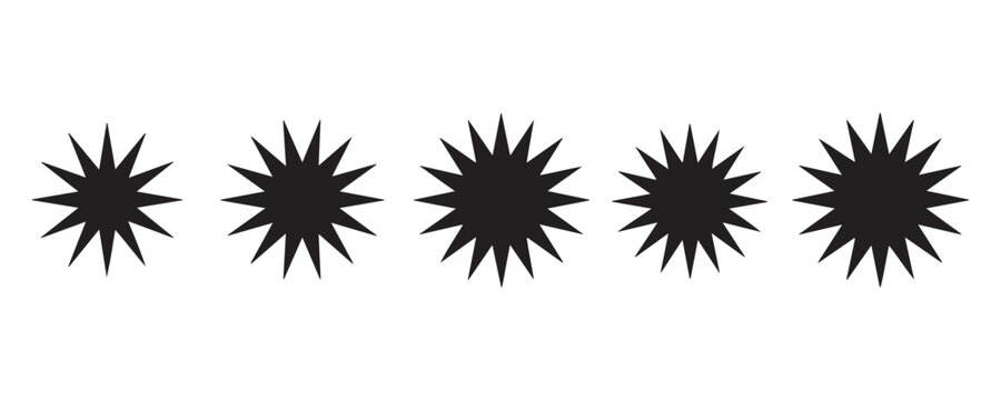 Star burst silhouettes with different point counts for comic flash backgrounds and explosive labels.