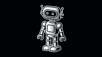 Fototapeta premium Thin line toy robot icon for mobile apps and web interfaces. 