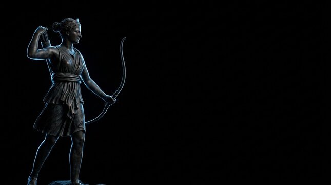 Artemis Greek goddess of the hunt statue with bow and arrow