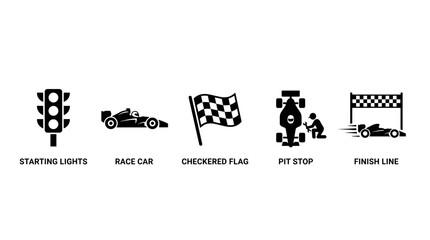 Obraz premium Formula One Racing Sport Icons and Competition Symbols