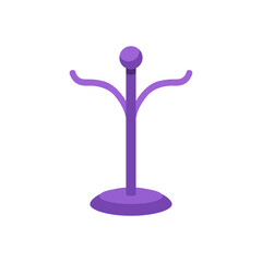 Purple metal mug tree, two curved hooks, colorful vector icon © point of BORT