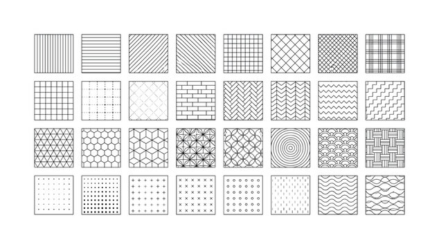 Abstract geometric lines cross hatched monochrome patterns swatches shapes grid rows, pattern, geometric, line, hatch, cross,