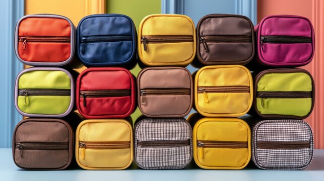 Colorful Packing Cubes Arranged Symmetrically in a Modern Setting