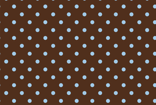 Vintage polka dot seamless pattern, brown and sky blue dotted abstract background for coffee packaging design