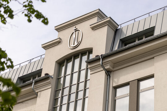 Facade of Neringa hotel building on Gedimino avenue in Vilnius Lithuania