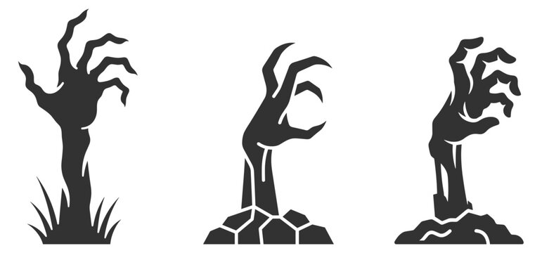 zombie hand vector set of horror Halloween graveyard undead hands on transparent background