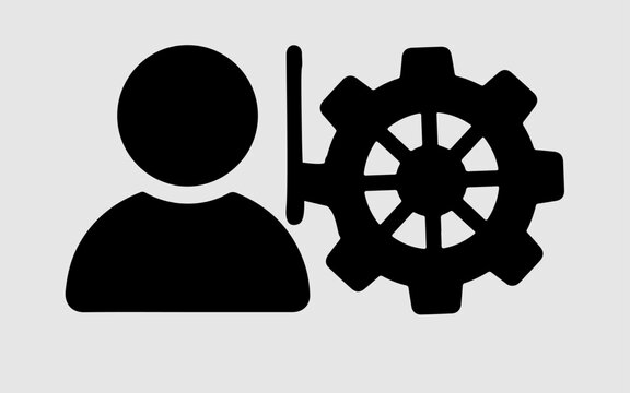 A professional user settings icon representing account management and system configuration.user settings,gear icon,profile settings,system preferences,account management,configuration,user interface,w