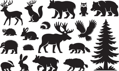 Fototapeta premium Animal silhouette icon set